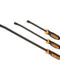Dominator Pro 3 Piece Pry Bar Set With 12 Inch, 17 Inch And 25 Inch Curved Pry Bars In Orange, Ergonomic Two Composite Handle