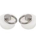 White Drain Stopper for Kitchen Sinks and Bathtubs Universal Fit, silicone with metal ring for easy hanging storage.