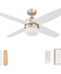 Atlas 44 Inch Modern Indoor LED Ceiling Fan With Light And Remote Control For Small Rooms Up To 100 Sq Ft Dual Finish Blades in White Finish