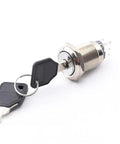 Heavy Duty 19mm Rotary Key Switch Lock DPDT 6 Pin 2NO 2NC Latching 3 Position Key Lock with attached keys on white background