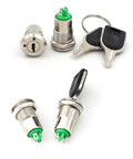 Three Pack Mini Electric Key Switches On Off Two Position Terminal Keyswitch Rotary Lock 2 Pin SPST Toggle Switches For Security Engine Power Marine Camper Boat Heavy Duty M12 12mm, metal and plastic