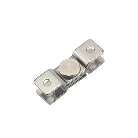 Stainless steel damping torque hinge with dual mounting tabs and central pivot pin
