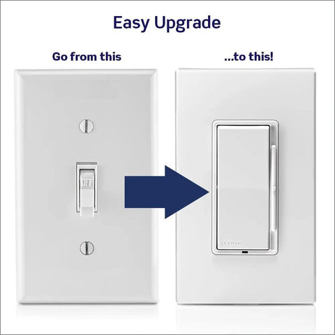 Decora Slide Dimmer Switch For Dimmable LED Halogen And Incandescent Bulbs DSL06-1LZ installation comparison with standard switch