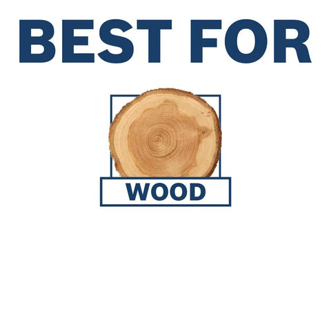 Wood log cross-section with a blue BEST FOR WOOD banner.