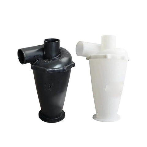 Heavy Duty Beefy Turbocharged Cyclone Vacuum Cleaner Multi Surface Floor Sweeper Design components, black and white dust collector units.