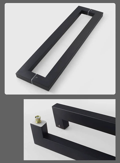 Built Tough Black Matte Stainless Steel Push Pull Door Handle for Barn Style and Home Doors, Square Modern Design, 100 cm length