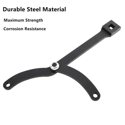 Adjustable Pin Spanner Wrench For Pulleys And Crankshafts, durable steel construction, shown with max strength and corrosion resistance.