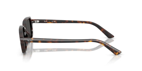 Side view of RB4455F Zuri Low Bridge Fit Sunglasses Havana Frame with dark grey lenses, highlighting durable build and style.