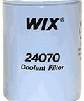 Beefed Up Heavy Duty Coolant Spin On Filter For Hydraulics, Durable Replacement, shown with WIX logo and model number 24070