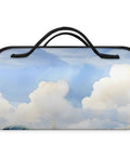 Aircraft Pattern Roll Up Cosmetic Bag with cloud design and handle, waterproof travel organizer for women.