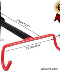 Foldable Wall Mount Bike Hanger For Garage Horizontal Bicycle Rack With Soft Padding And Screws Red Finish