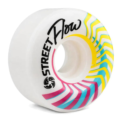 Flow Skate Park Roller Skate Wheels 89A Street For Street Park Ramps And Bowls Set Of 4 Easy Glide Wheels with colorful stripes