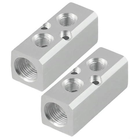 Heavy Duty Aluminum Air Manifold Distributor 1/2 Inch NPT 2 Way 4 Port Block Setup For Exhaust And Vacuum Systems 2 Pack For SY30 Series