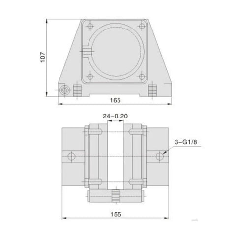 Technical drawing of Beefed Up Pneumatic Large Air Pressure Disc Brake Type Integral Wire Drawing Machine Brake Cylinder DBZ20