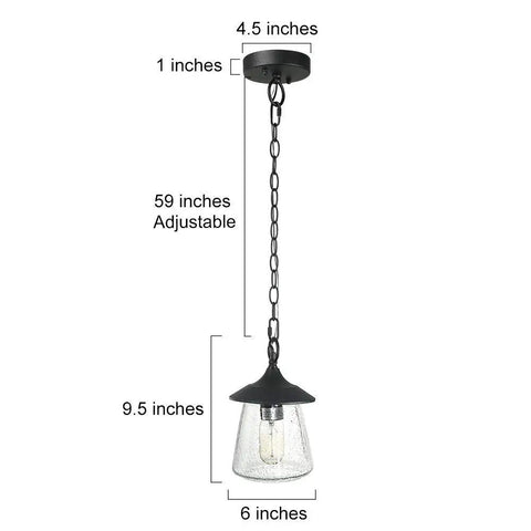 Farmhouse Outdoor Pendant Lights With Painted Black Metal And Clear Bubbled Glass Globes Durable Hanging Lantern For Gazebo Entry Yard