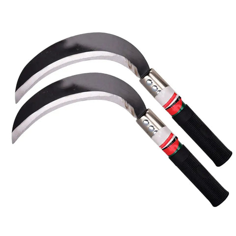 Ergonomic Manual Weeder Garden Tool Set with curved manganese steel blades and sturdy handles, ideal for harvesting and weeding.