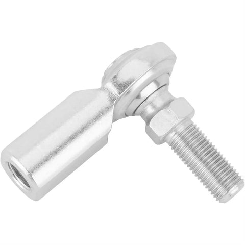 Three Eighths Inch RH Female Heim Joint Rod Ends With Stud PTFE Lined Low Friction Two Piece Design 0.375 Inch Bore Zinc Plated Durable Construction Universal Three Pack, angled view