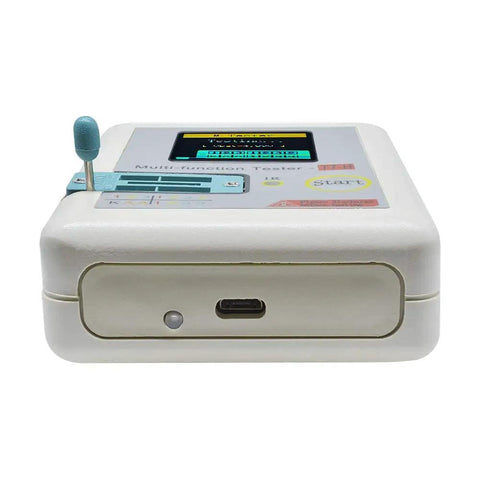 Side view of Upgraded LCR Meter Transistor Tester T7 TC T7 H With Graphical LCD ESR Tester, showcasing USB port and design.