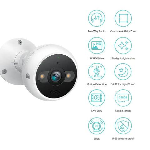 2K Plus Outdoor Wired Security Camera With Person And Motion Detection, 24 Seven Recording, features in IP65 housing.