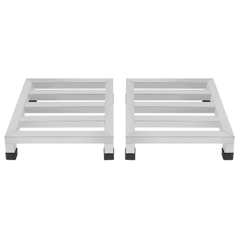 Stainless Steel Dunnage Rack Set 2 Pack 14x14x4 Inches Heavy Duty Floor Racks 700lbs Capacity Each Anti Slip Footpads Ideal For Restaurant Kitchen Warehouse Silver