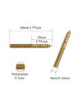 Pro Grade Shop Checked M4 X 40mm Hanger Bolts 20 Pack Heavy Duty Galvanized Steel Double Ended Wood Screws displayed with dimensions.