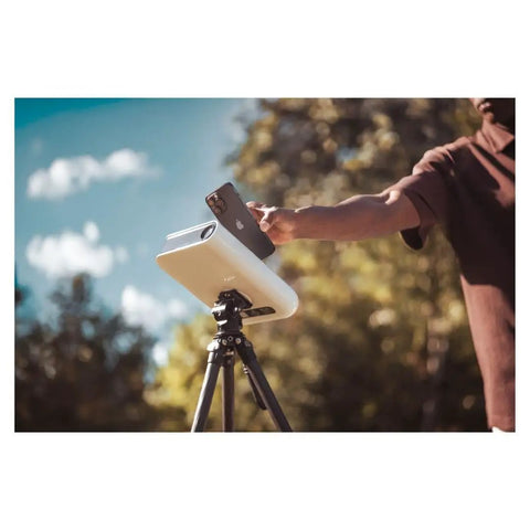 Smartphone Based Telescope Ultimate Pack With Interactive Sky Map And 30mm Aperture on tripod in outdoor setting