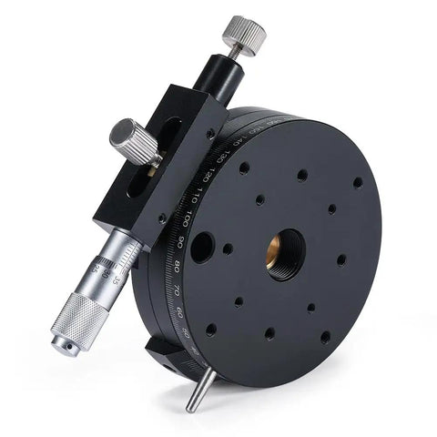Linear Rotating Stage With Top Notch Precision Manual Adjustment And Micrometer Head For A Axis Rotation, black aerospace aluminum