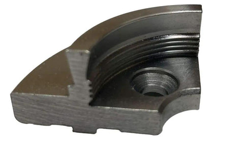 Close-up of a steel jaw piece from Pro Tek G3 Wood Lathe Chuck Kit With Three Jaw Sets 2 Inch Standard 4 Inch Bowl Jaws 1 Inch Pin Jaws Insert