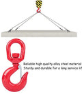 Heavy Duty 15 Ton Swivel Lifting Hook With Secure Latch Built Tough Like A Tank For Crane Or Forklift Use Drop Forged Alloy Steel Workhorse, red hook with secure latch.