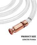 Heavy Duty Car Gas Siphon Hose Pump 5.9 Foot Safe Self Priming Transfer Tube For Fuel Water And Oil, clear PVC with copper fitting