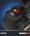 Close-up of 20-Volt One-Half Inch Cordless Impact Wrench With Brushless Motor, Model WX272L, showing three-speed control panel.