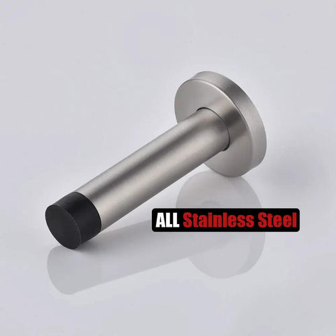 Thick 304 Stainless Steel Door Stopper With 1mm Cushioning Bumper No Slam Wall Protector Brushed Finish close-up