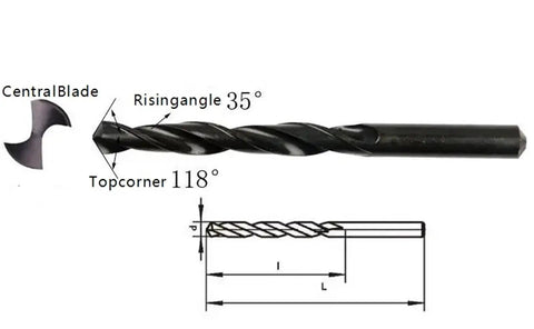 Tough As Nails HSS Straight Shank Twist Drill Bits For Smooth Metal And Wood Drilling Pro Grade Carbon Steel Construction 80Mm Length showing dimensions and angles.