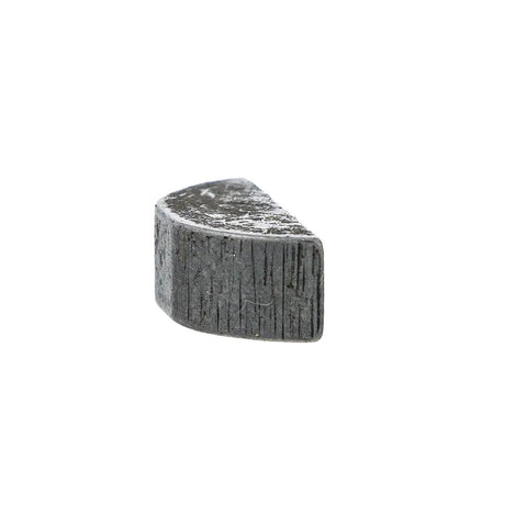 Side view of a Woodruff Key 714-0135 Replacement Fits Snow Thrower And Lawn Equipment Models Like 1028, metal half-moon shape.