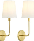 Antique Brass Wall Sconces Set Of 2, Vintage Industrial Lighting With Fabric Shades, Hardwired E26 Sockets, Cozy Farmhouse Glow For Bedroom, Living Room, Kitchen, Porch, Hallways, Bulbs Not Included.