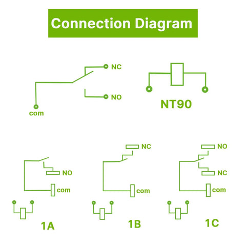 Connection diagram for 12V DC Power Relay With 30A And 40A SPDT Contacts 1NO 1NC Flange Mount 10 Quick Connect Terminals