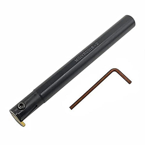Pro Grade Grooving Cut Off Cutter Set With MGMN200-G Holder And 3020 Tool, 16mm Shank, showing boring bar and hex key tool