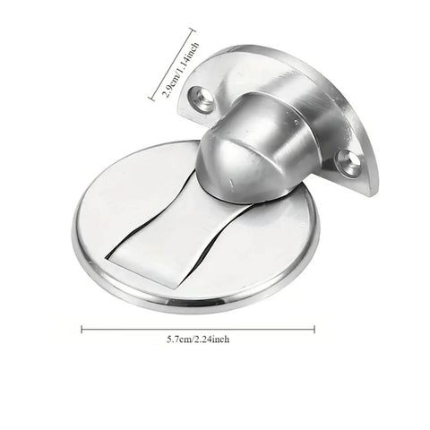Invisible Floor Mounted Door Stopper With Nail-Free Install, metal, 2.9cm height, 5.7cm diameter, no-drill, scratch-free protection.