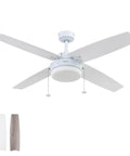 Memphis 52 Inch Contemporary Indoor Led Ceiling Fan With Light And Pull Chain Dual Mounting Options in bright white finish