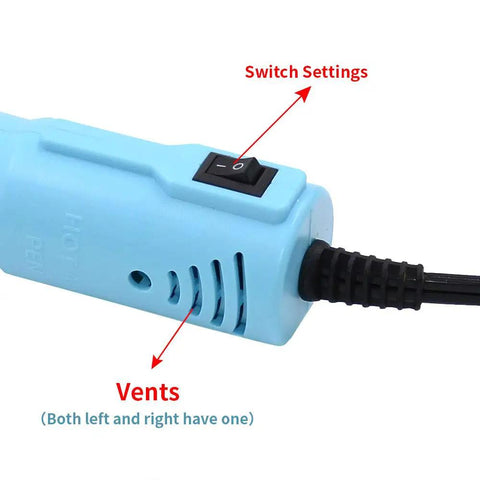 Detailed view of Compact Mini Heat Gun Goes Hard On Sweet Diy Craft Jobs, featuring switch settings and vents.