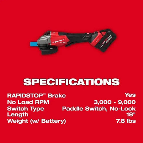 Specifications for Badass Variable Speed Angle Grinder Kit Featuring A Brushless Motor And Anti Vibration Handle.