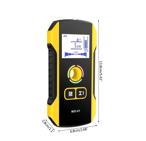Heavy Duty Wall Scanner And Electronic Stud Finder With Live Ac Wire And Metal Pipe Detection No Hassle Wall Locator side view with LCD display