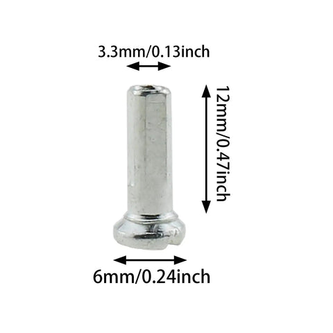 36 Pack 12mm Mountain Bike Spoke Nipples Silver for 14G Wheels, Rust Resistant CNC Anodized Spoke Caps with dimensions