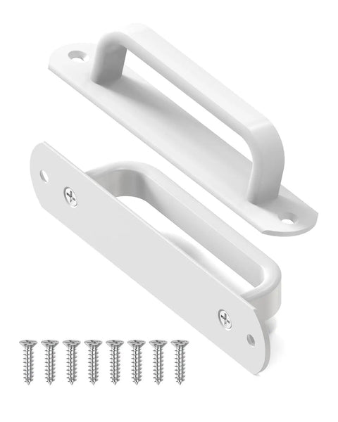 5.9 Inch Sliding Barn Door Handle Set White Aluminum Hardware Cabinet Pulls for doors with included screws, anti-rust finish