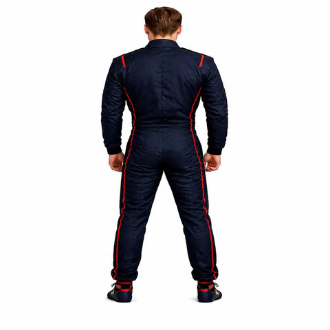 Back view of Go-Kart Racing Suit For Adults, Youth And Kids, Breathable, Water-Resistant Digital Print Fabric, ergonomic design