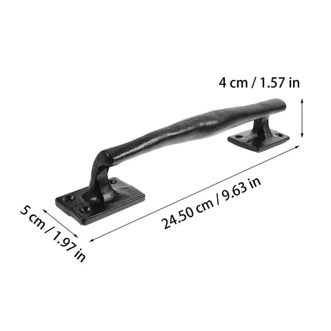 Heavy Duty Sliding Door Handle Set For Barn, Gate, Closet And Cabinet Black Iron Pulls With Ergonomic Chamfered Edges dimensions shown