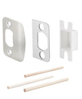 Door Latch Restorer Kit With Standard Strike Plate And Spacer Shim, Universal Security Striker For Fixing Doors That Won't Latch, Easy Install Direct Replacement For 1-5/8 Inch Screw Hole Openings, Satin Nickel