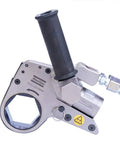 Badass Low Profile Hydraulic Torque Wrench Built From Aircraft Grade Aluminum And Heavy Duty Industrial Hand Tool for 255 to 1710 Ft Lbs with rubber grip handle.