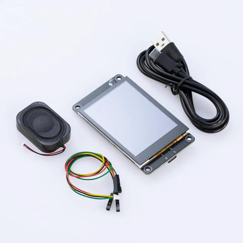 Esp32 S3 Touchscreen Module 2 Point 8 Inch Ip Lcd Display Featuring Wifi Bluetooth Capability Capacitive Panel For Arduino Iot Enthusiasts Plug And Play Rig No Sweat Setup with USB cable and speaker.