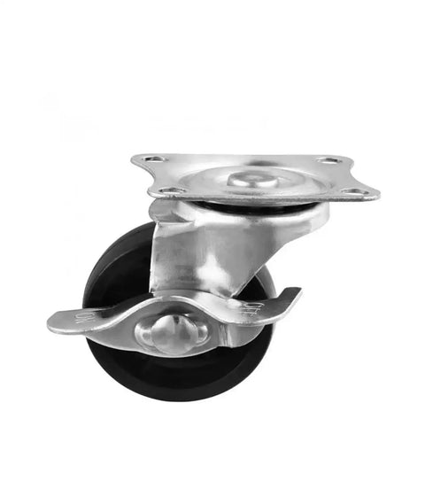 5 Pack Black Polypropylene Stem Casters 1.5 Inch Lockable Swivel Wheels With Brake For Furniture And Coffee Tables Effortless Glide Heavy Duty Small Caster Upgrade view from the side